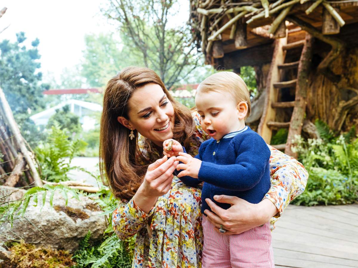 Britain's Catherine, Duchess of Cambridge plays with Prince Louis at the Adam White and Andree Davies co-designed garden ahead of the RHS Chelsea Flower Show in London, Britain May 19, 2019. 
