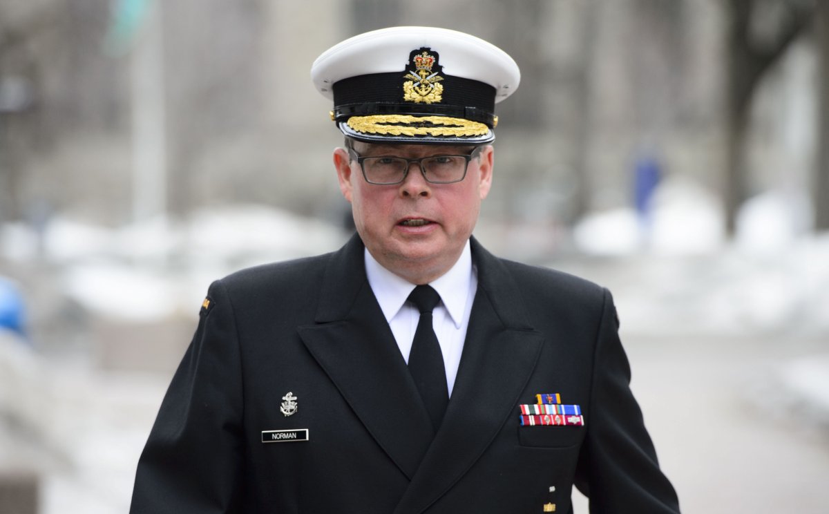 Vice-Admiral Mark Norman arrives to court in Ottawa on Thursday, March 28, 2019. 