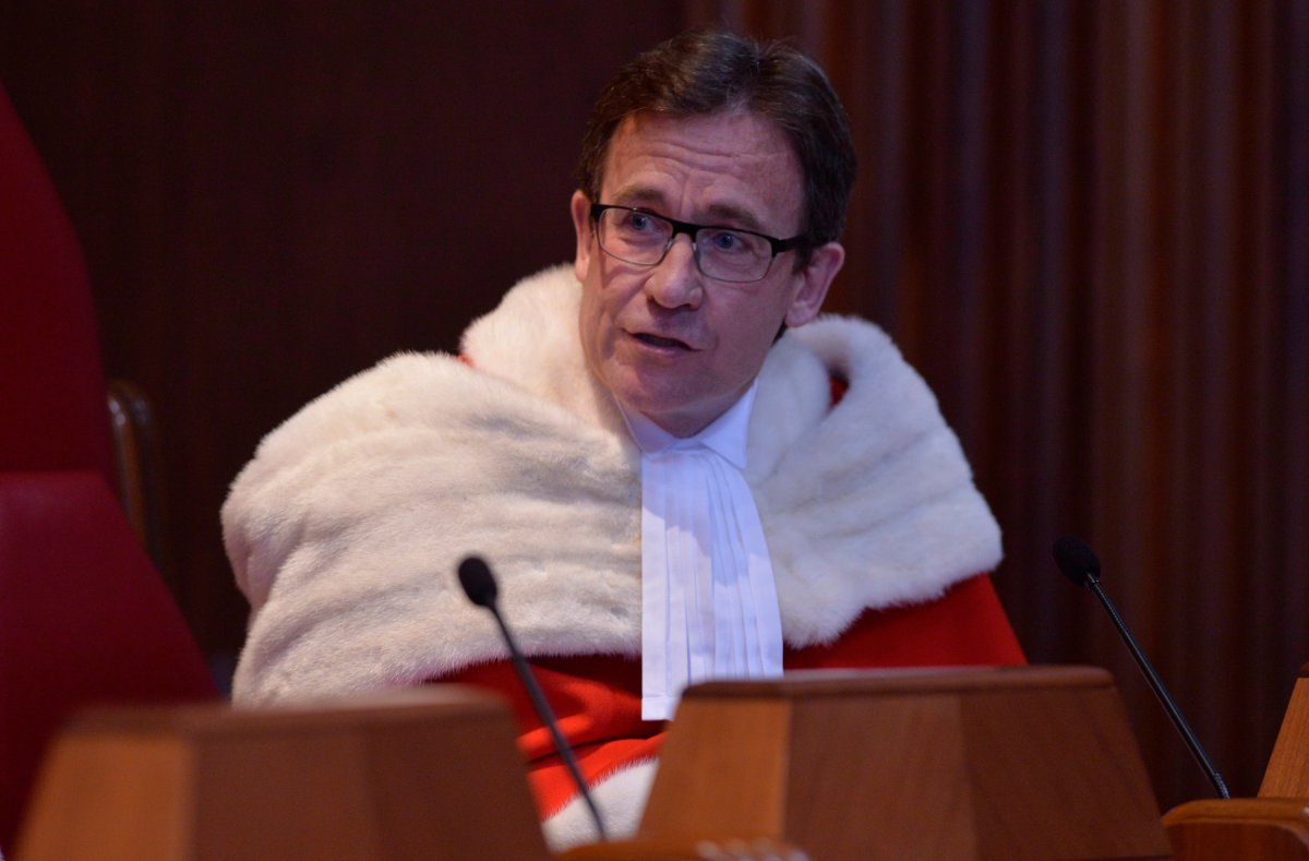 Supreme Court of Canada Justice Clement Gascon speaks during a welcoming ceremony at the Supreme Court of Canada in Ottawa, Monday Oct. 6, 2014. 