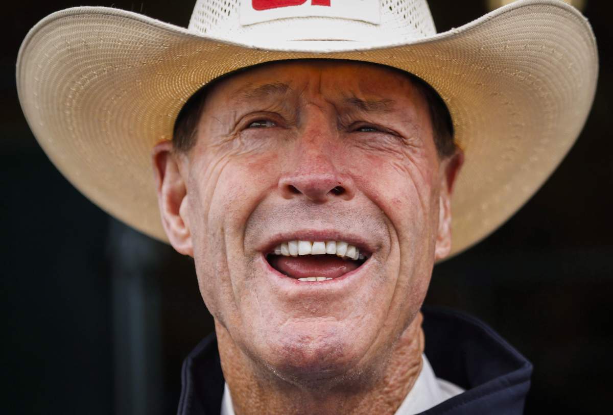 Ian Millar, from Perth, Ont., a Canadian Equestrian Team athlete in show jumping, speaks to reporters at Spruce Meadows in Calgary, Alta., Tuesday, June 2, 2015.