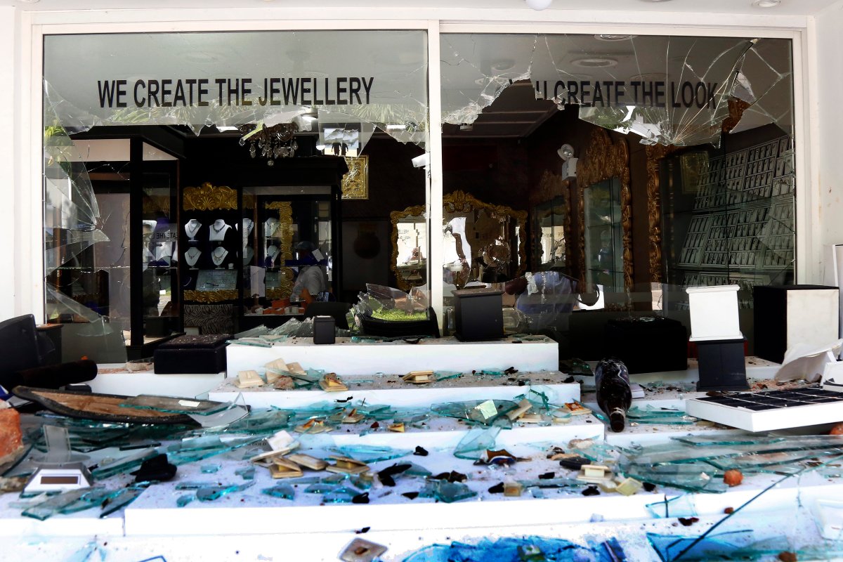 Vandalised shops after the clashes erupted between the two communities in Negombo near Colombo, Sri Lanka 06 May 2019. 