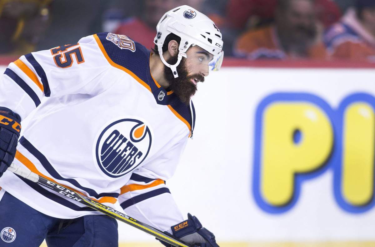 NHL profile photo on Edmonton Oilers player Joseph Gambardella during a game against the Calgary Flames in Calgary, Ab. on Sat., Apr. 6, 2019. 