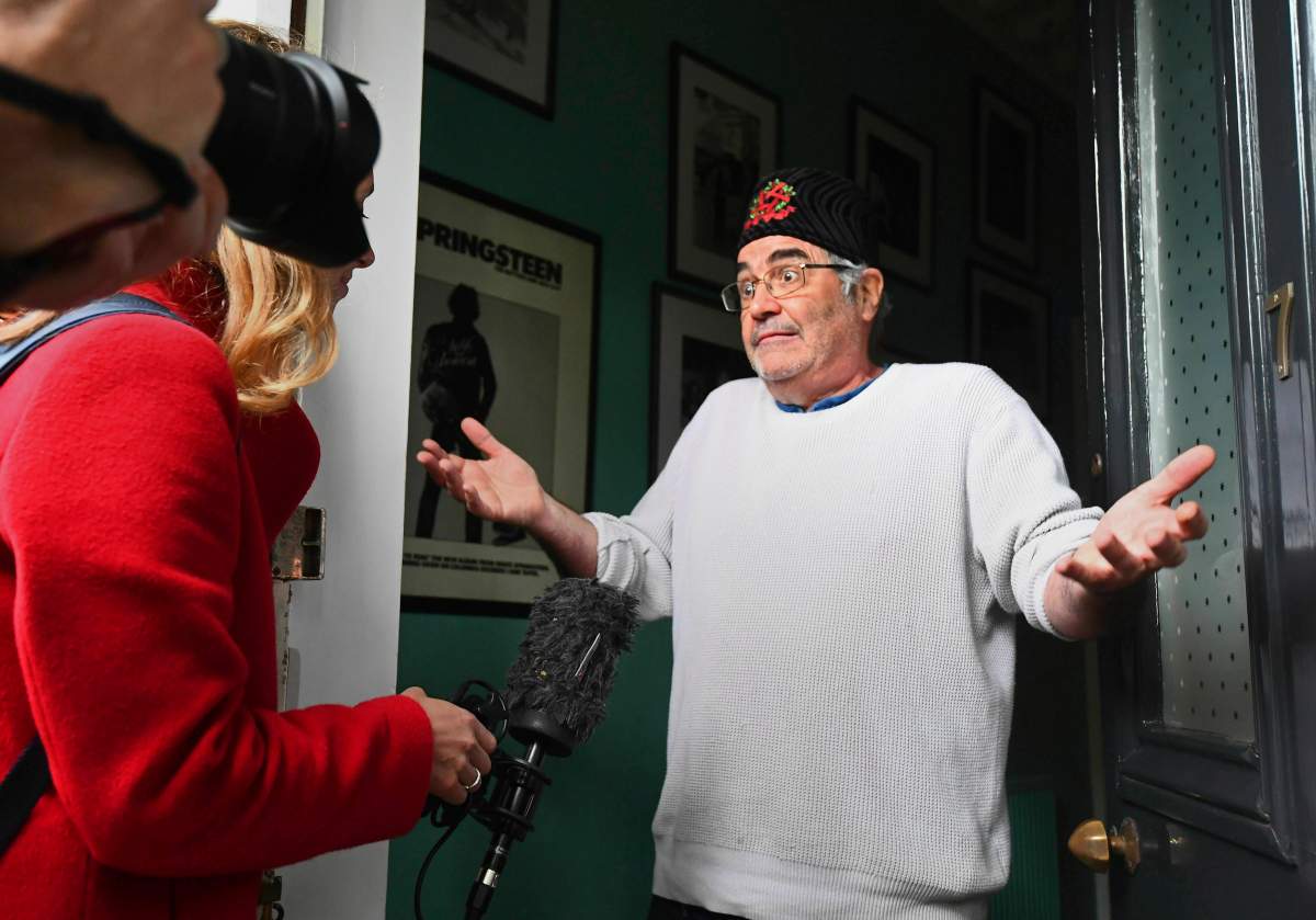 Danny Baker speaks to the media at his London home on Thursday, May 9, 2019.