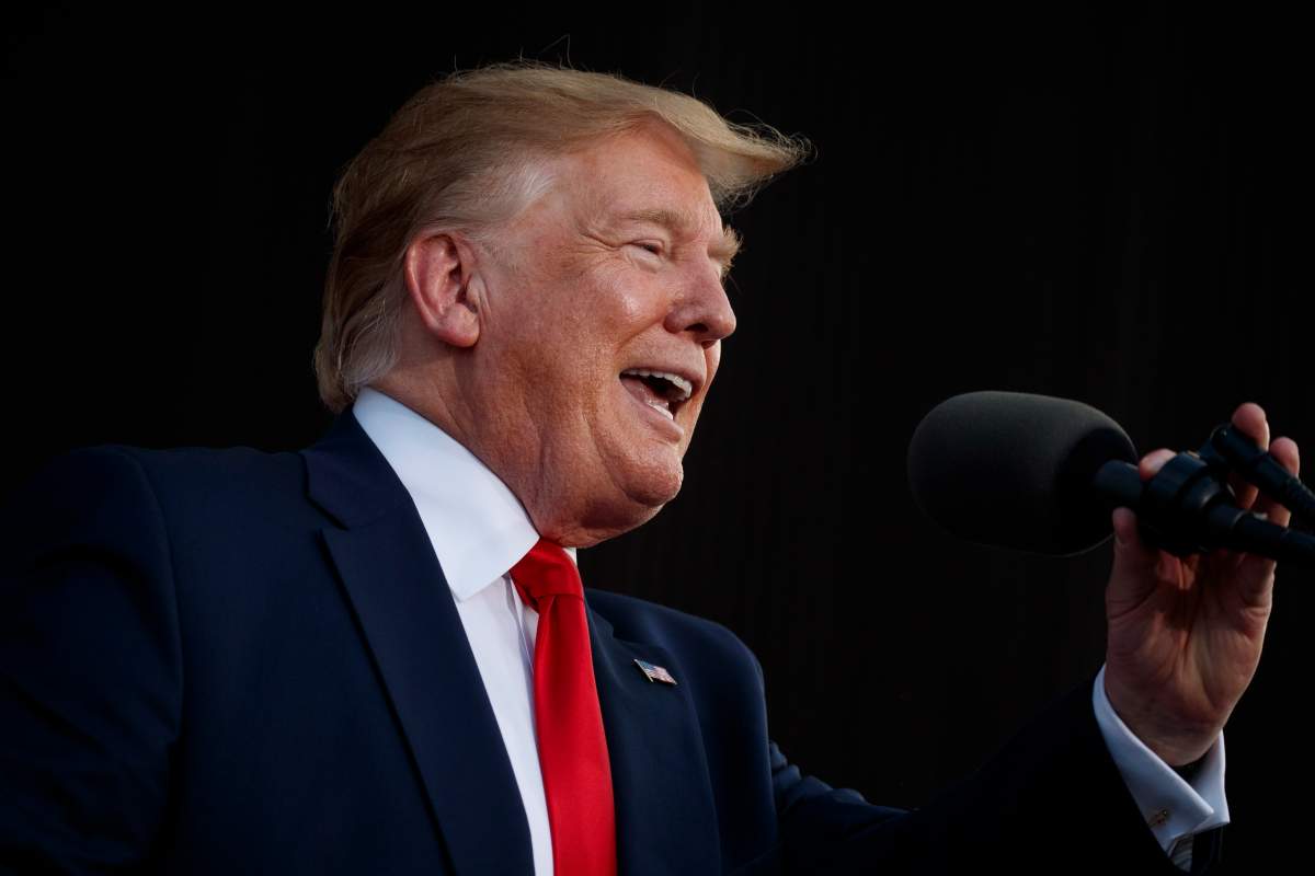 In this May 8, 2019, photo, President Donald Trump speaks at a rally in Panama City Beach, Fla.
