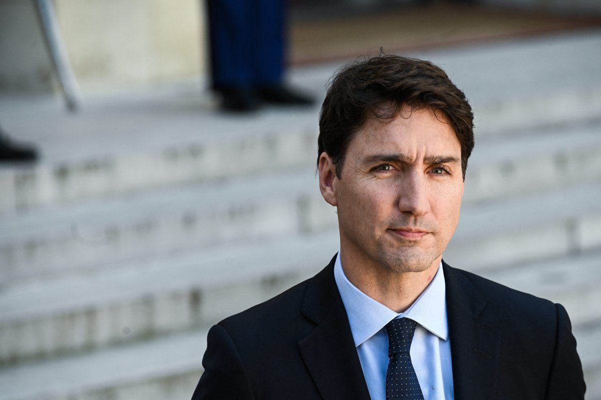 Canadian Prime Minister Justin Trudeau looks on during a press conference between France and Canada on May 16, 2019 in Paris, Elysée, France.