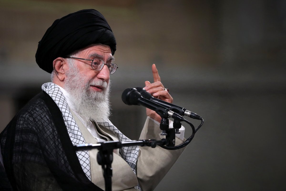 In this photo released on Wednesday, May 22, 2019 by the official website of the office of the Iranian supreme leader, Supreme Leader Ayatollah Ali Khamenei speaks to a group of students in Tehran, Iran. Khamenei publicly chastised the country's moderate president and foreign minister Wednesday, saying he disagreed with the implementation of the 2015 nuclear deal they had negotiated with world powers. (Office of the Iranian Supreme Leader via AP).