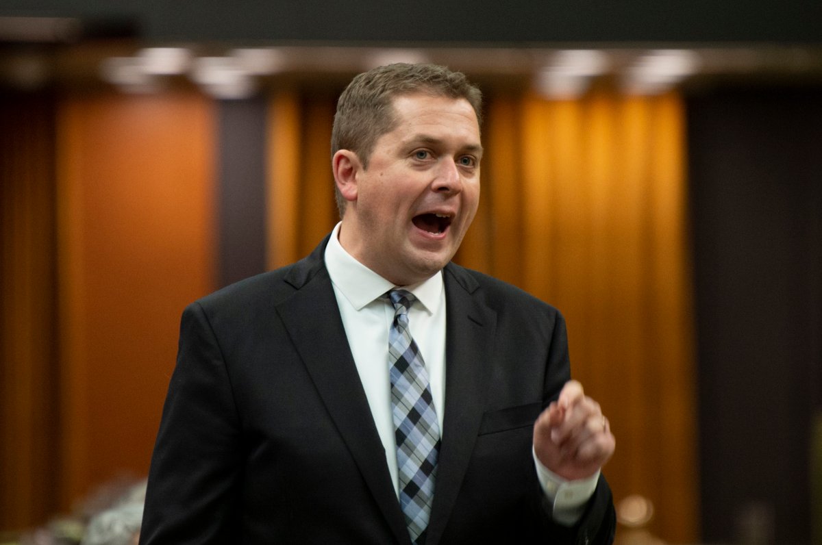 Conservative Leader Andrew Scheer rises during Question Period in the House of Commons, Monday, May 27, 2019 in Ottawa. 