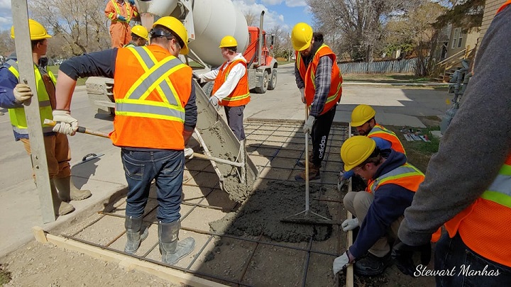  
Regina Trades & Skills Centre concrete students built a new concrete pad just outside Souls Harbour Rescue Mission on Tuesday, adding extra parking space to the facility.
