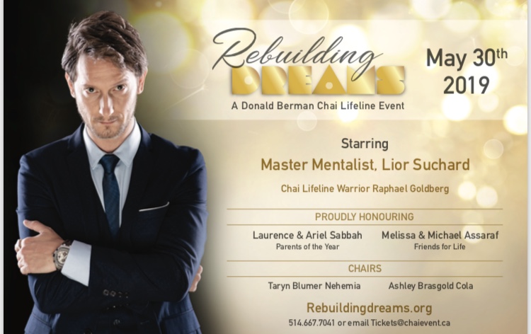“Rebuilding Dreams” Event, Featuring World-Leading Mentalist Lior Suchard, to Benefit Kids with Serious Illnesses - image