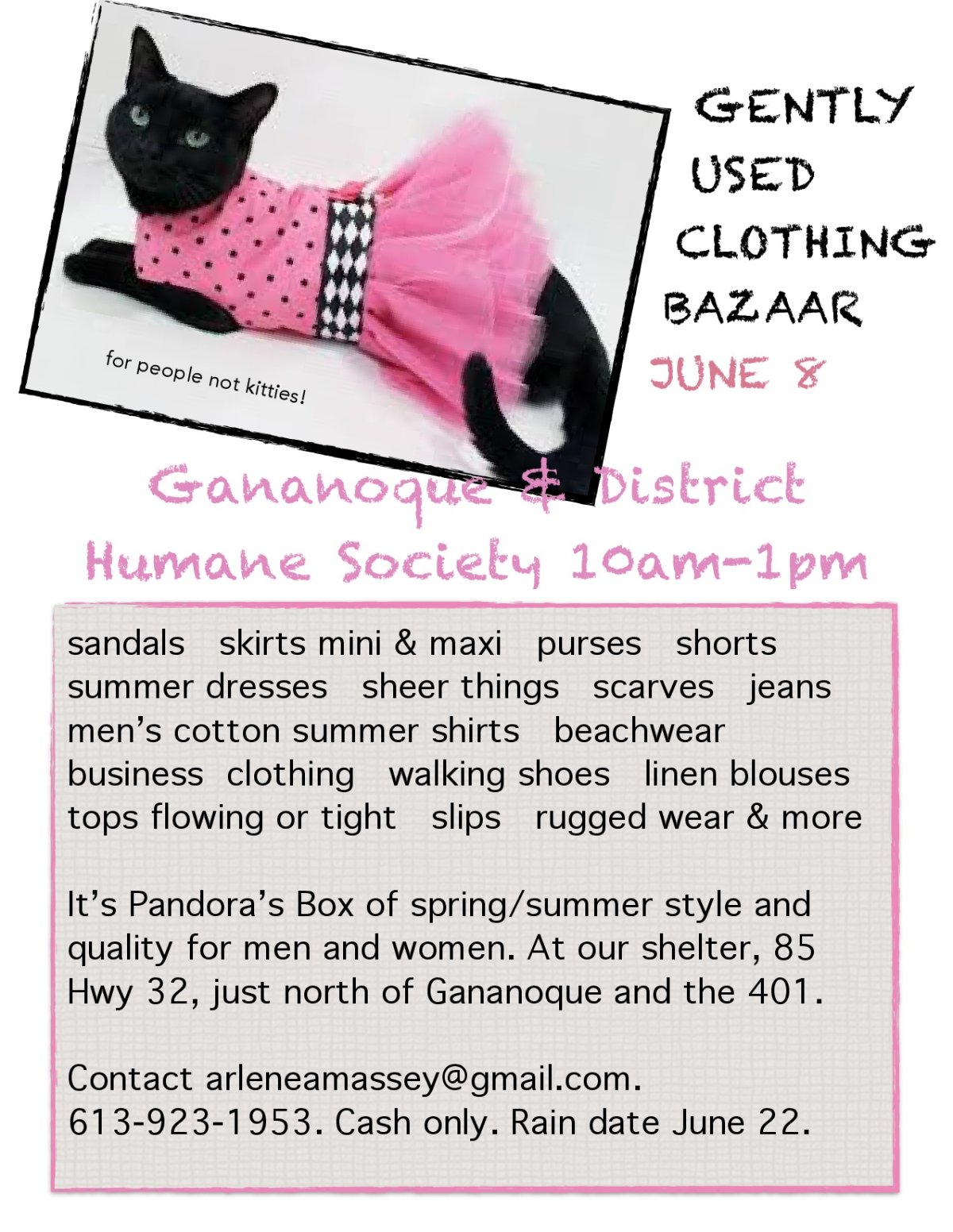 Spring Into Summer Gently Used Clothing Bazaar, Gananoque & District Humane Society - image
