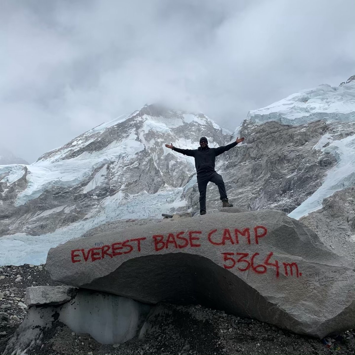Andrew Maggio reached Mount Everest base camp on Sunday. 