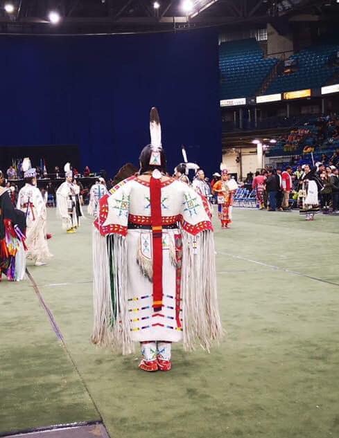 Jesse Kaiswatum’s regalia from the back.