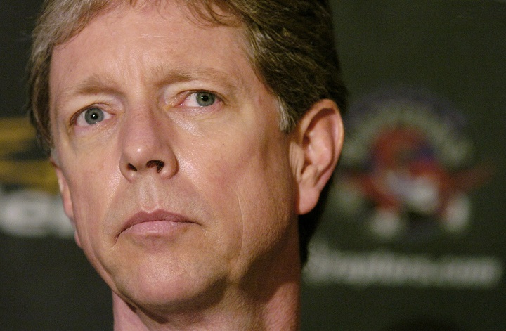 Toronto Raptors general manager Rob Babcock pauses during a press conference in Toronto Monday June 7, 2004.  