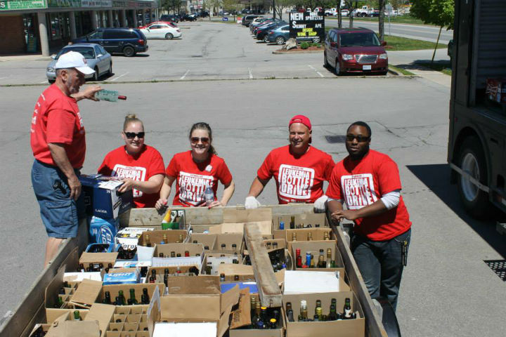 Staff and volunteers help out at a past annual bottle drive, held by The Beer Store and its union.