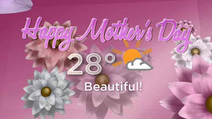A beautiful 28-degree day is on the way for Mother's Day this weekend.