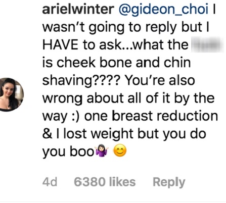 Ariel Winter lashes out at trolls over plastic surgery rumours - image