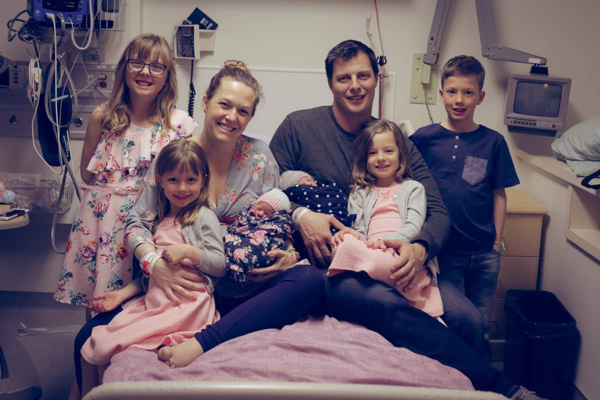 Pam and Taylor Armstrong pose for a photo with their children, left to right, Emery, Adileigh, newborns Maverick and Blakely, Brynlee and Parker in this handout photo. After three sets of fraternal twins in nine years Pam and Taylor Armstrong are closing in on reality TV territory but a fourth set isn't in the cards for the couple from Red Deer, Alta. 