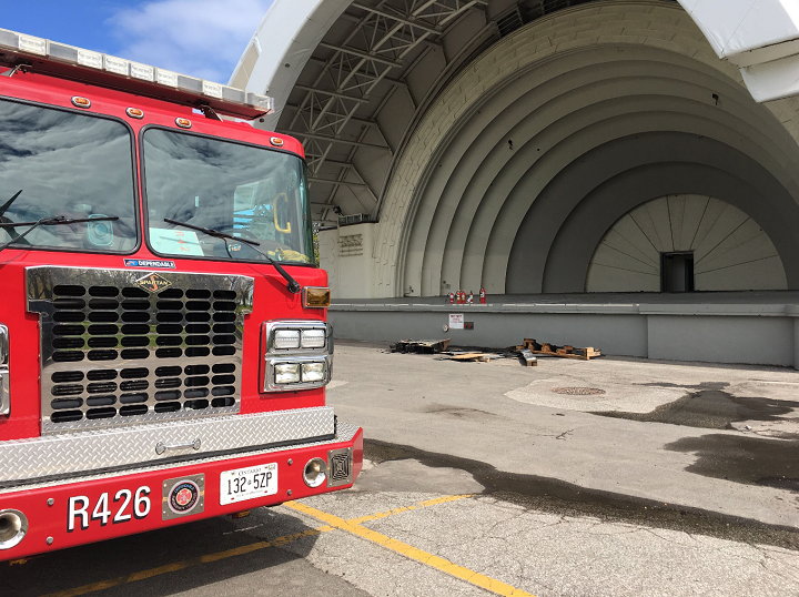 Aftermath of a fire that broke out at the CNE Bandshell stage.