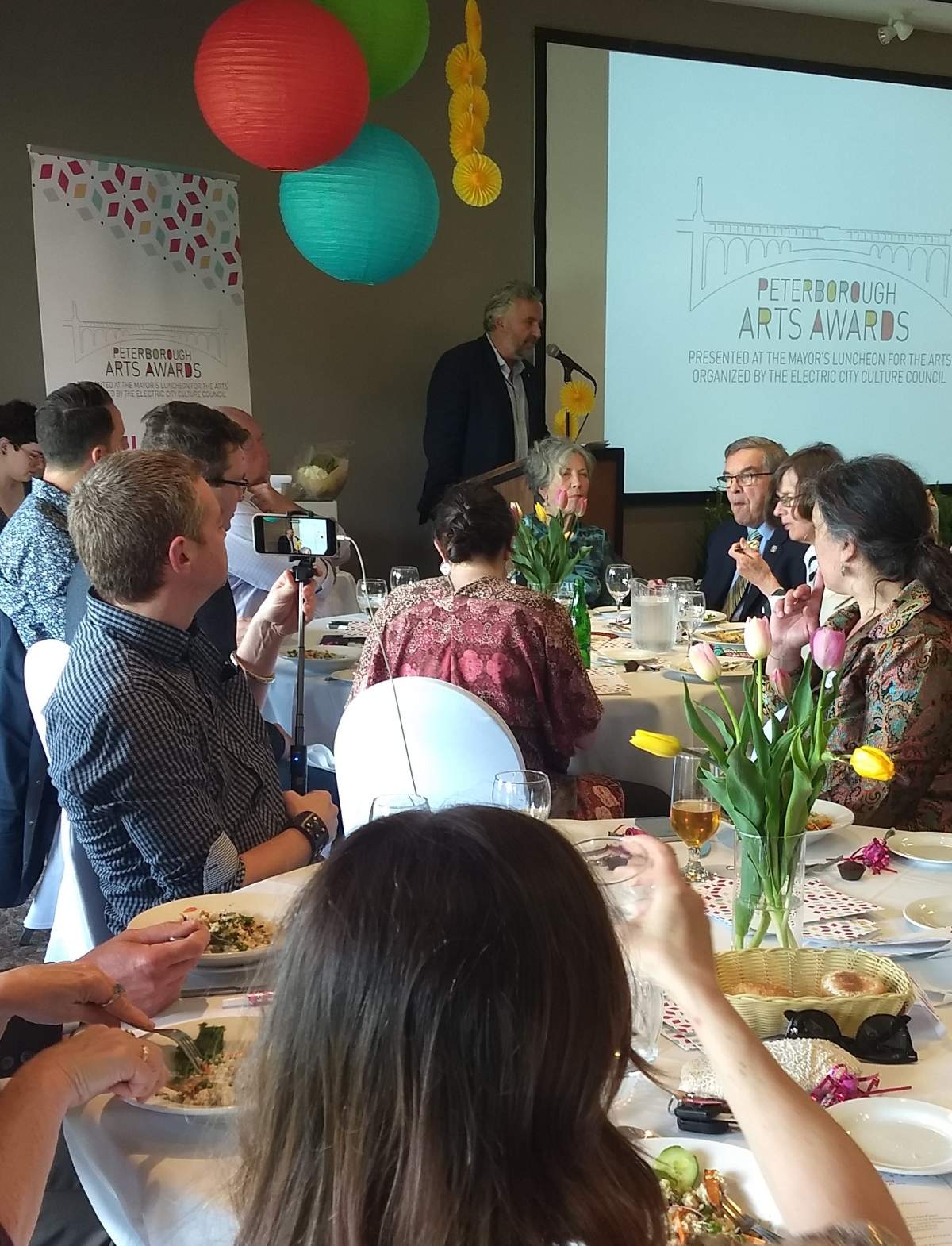 Writer Charles Foran speaks at the Peterborough Arts Awards.