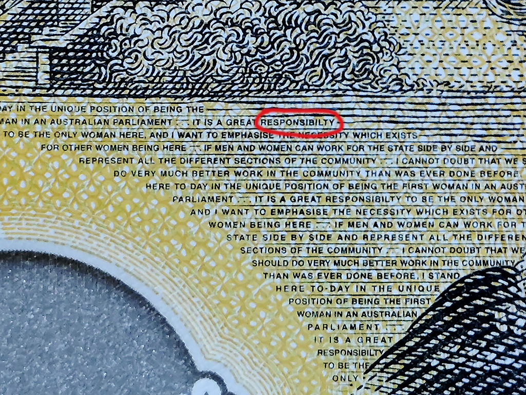 This photo illustration shows the detail in Australia’s new $50 banknote.