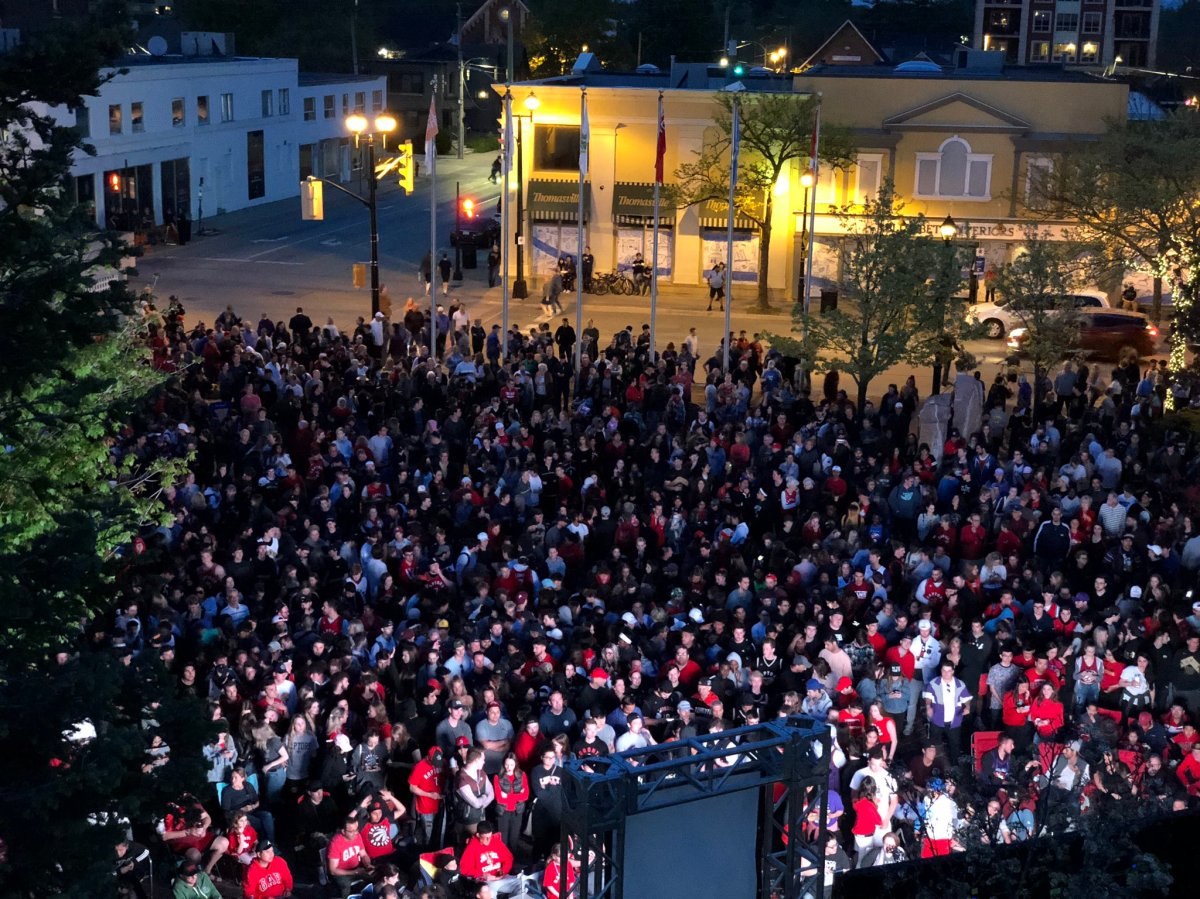Raptors fans can join a crowd and watch game 5 on a big screen at a number of locations in the Hamilton and Niagara region on Monday.