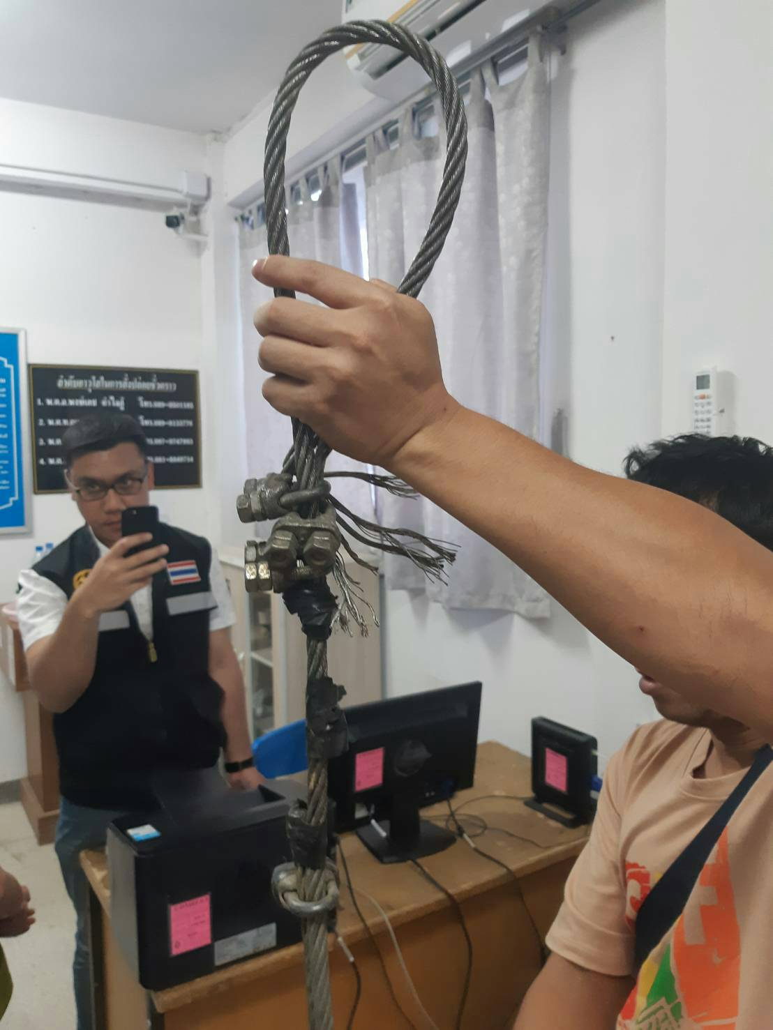 Part of the cable equipment used by Spencer Donaldson the day of his fatal accident.