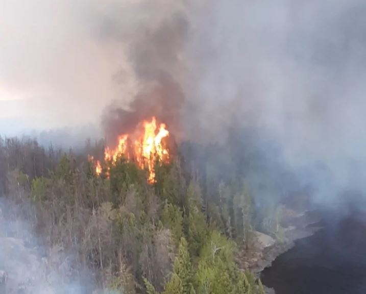 Fire burns near Pauingassi First Nation in Manitoba.