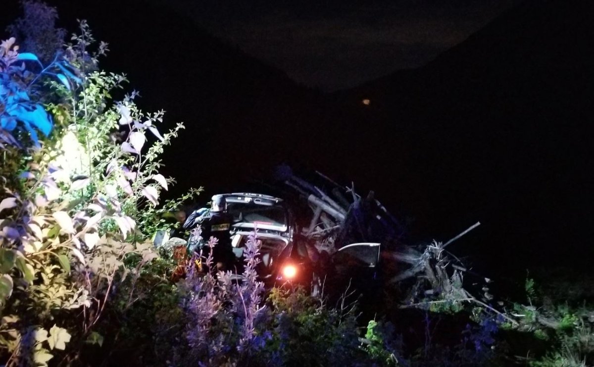 Chilliwack Search and Rescue crews assist police and firefighters to pull a woman from her car that went over an embankment in the Chilliwack River Valley late Friday night.
