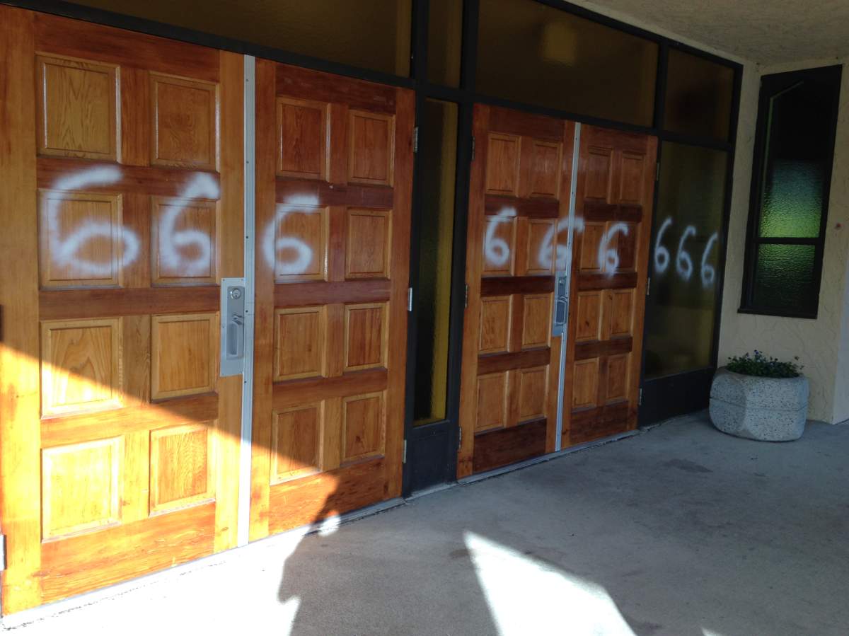 Vandals target Mission Church with Satanic graffiti - image