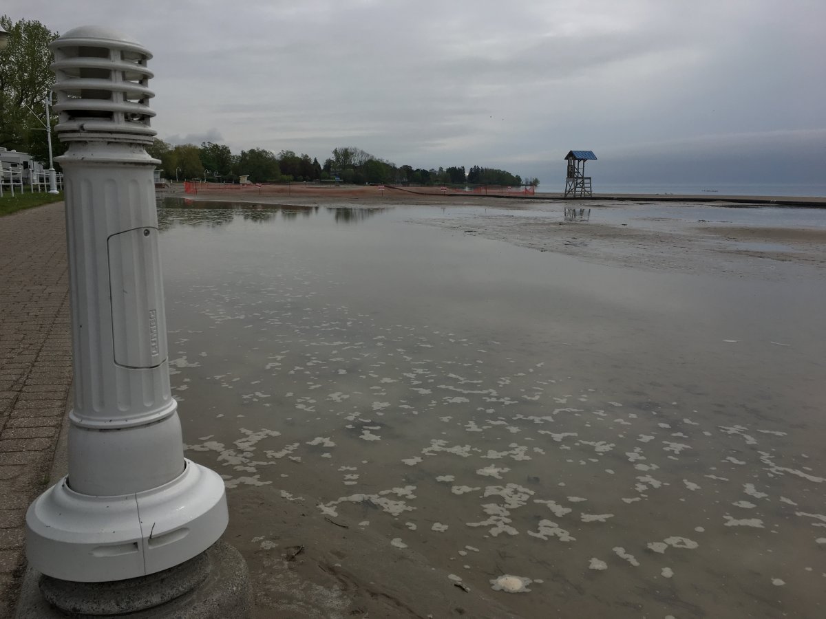Cobourg's beach was underwater in May 2019 as water levels continued to rise on Lake Ontario.