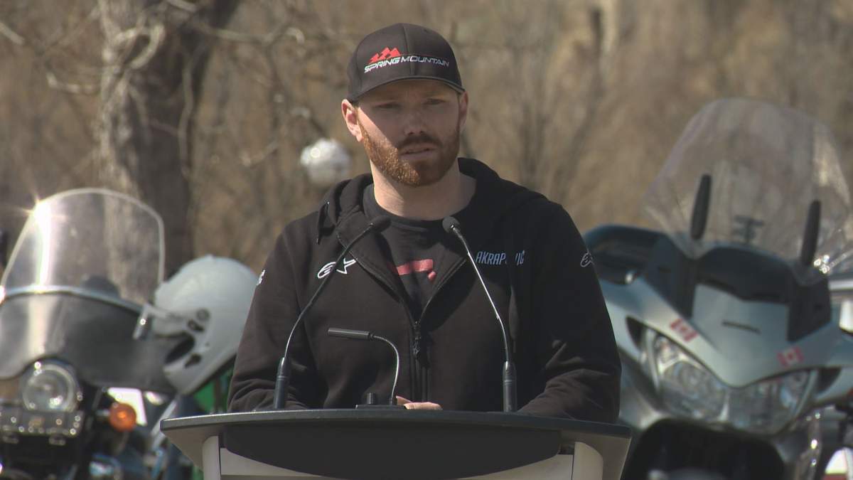 Colin Leigh-Sepncer, 29, was in a serious motorcycle collision in April 2016. On May 5, 2019, he spoke about it at the Alberta Motorcycle Safety Society's annual safety campaign launch in Edmonton. 