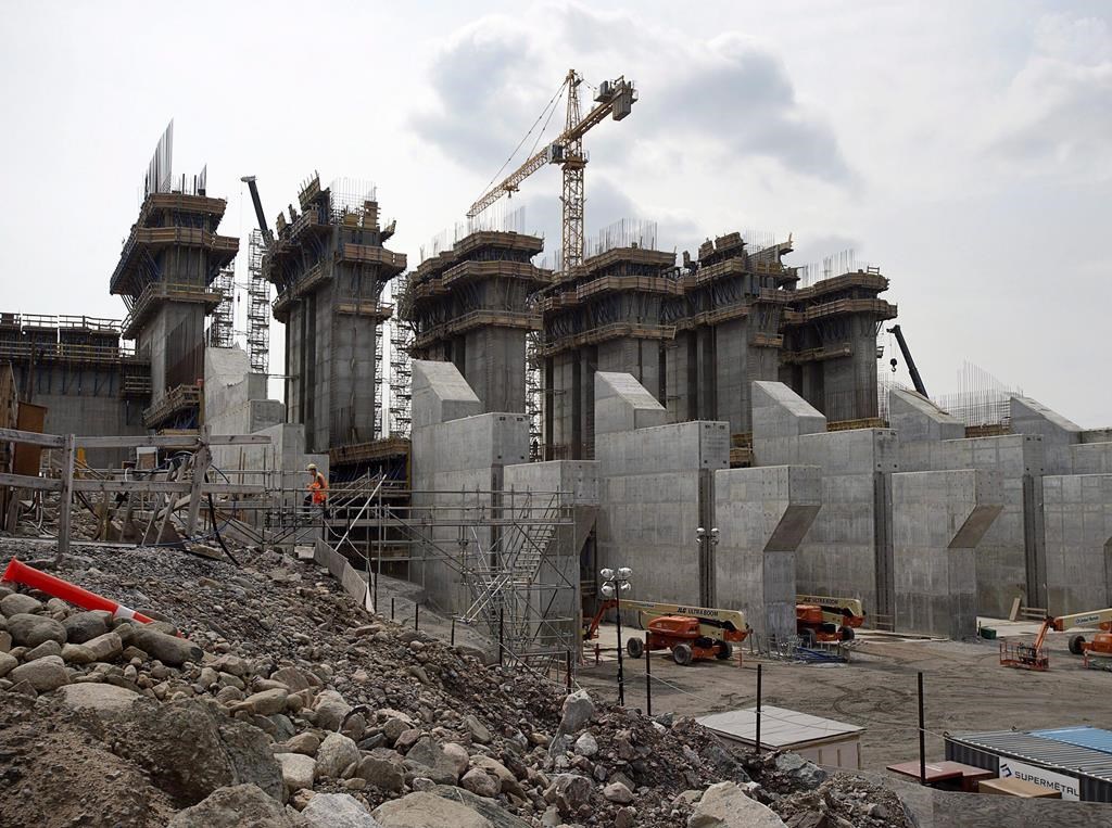 The construction site of the hydroelectric facility at Muskrat Falls, Newfoundland and Labrador is seen on July 14, 2015.