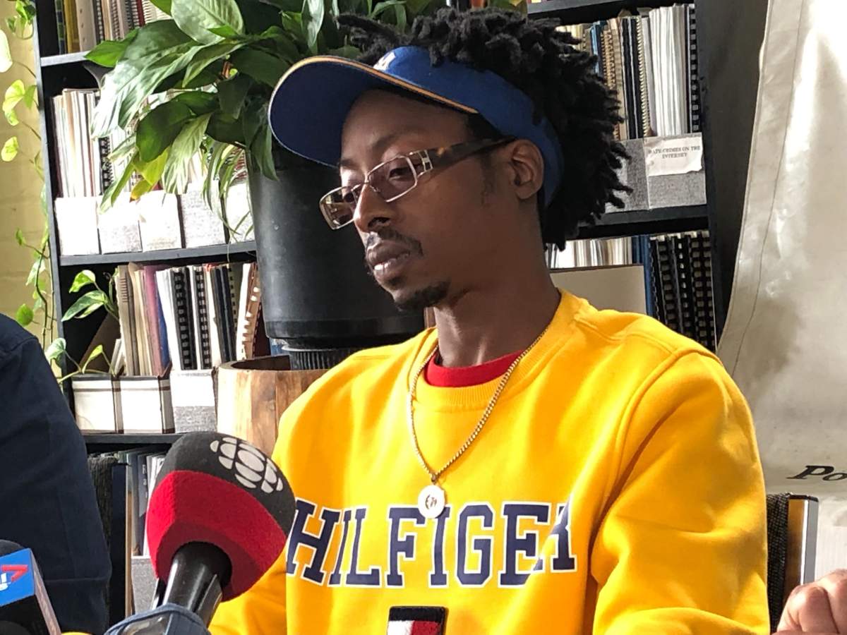 Pradel Content says he was roughly detained by Montreal police due to a "vague suspect description.".