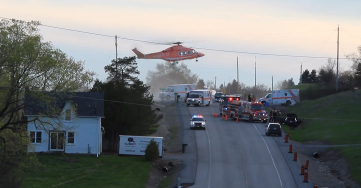 Emergency services on scene of a serious crash in Clarington Friday evening.