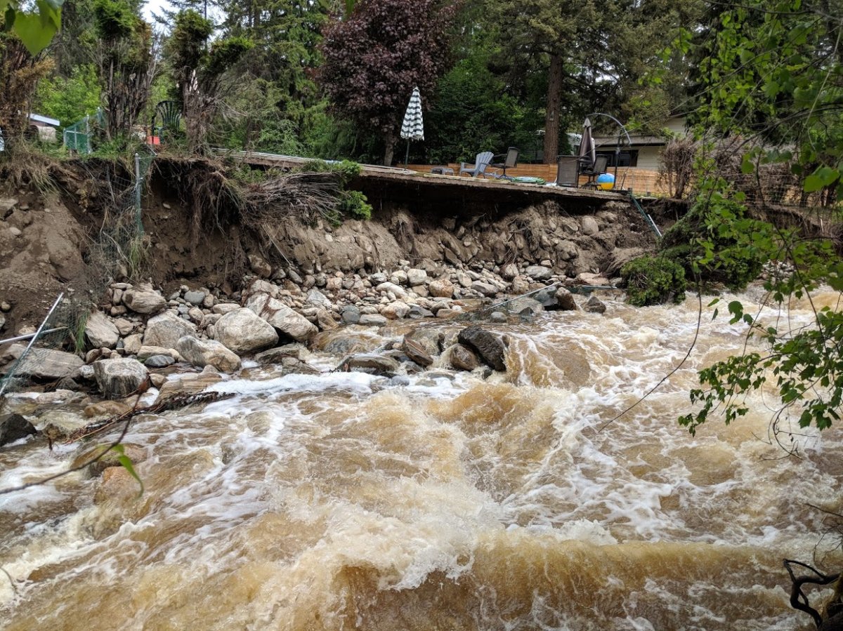 Last spring's floods nearly took out Ramey Rooke's swimming pool. The Kelowna resident lives near Bellevue Creek. He says he lost approximately 30 metres of his property to the creek.