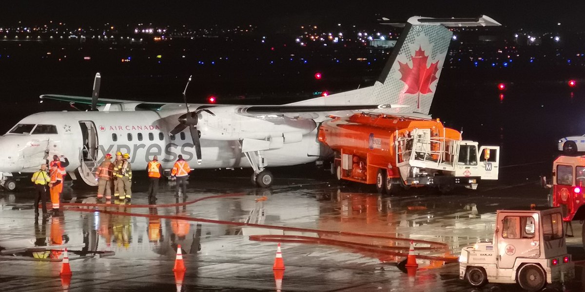 An Air Canada Jazz plane collided with a fuel truck at Toronto’s Pearson International Airport in the early morning of May 10.