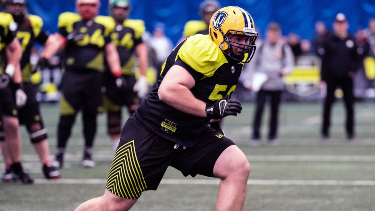 University of Windsor OL Drew Desjarlais who was selected 4th overall by the Winnipeg Blue Bombers in the 2019 CFL Draft on Thursday Night. 