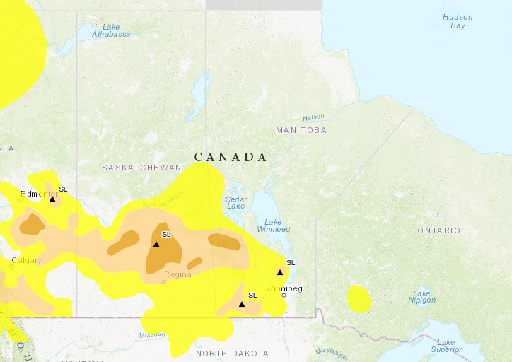 Current drought conditions in Manitoba on May 21, 2019.