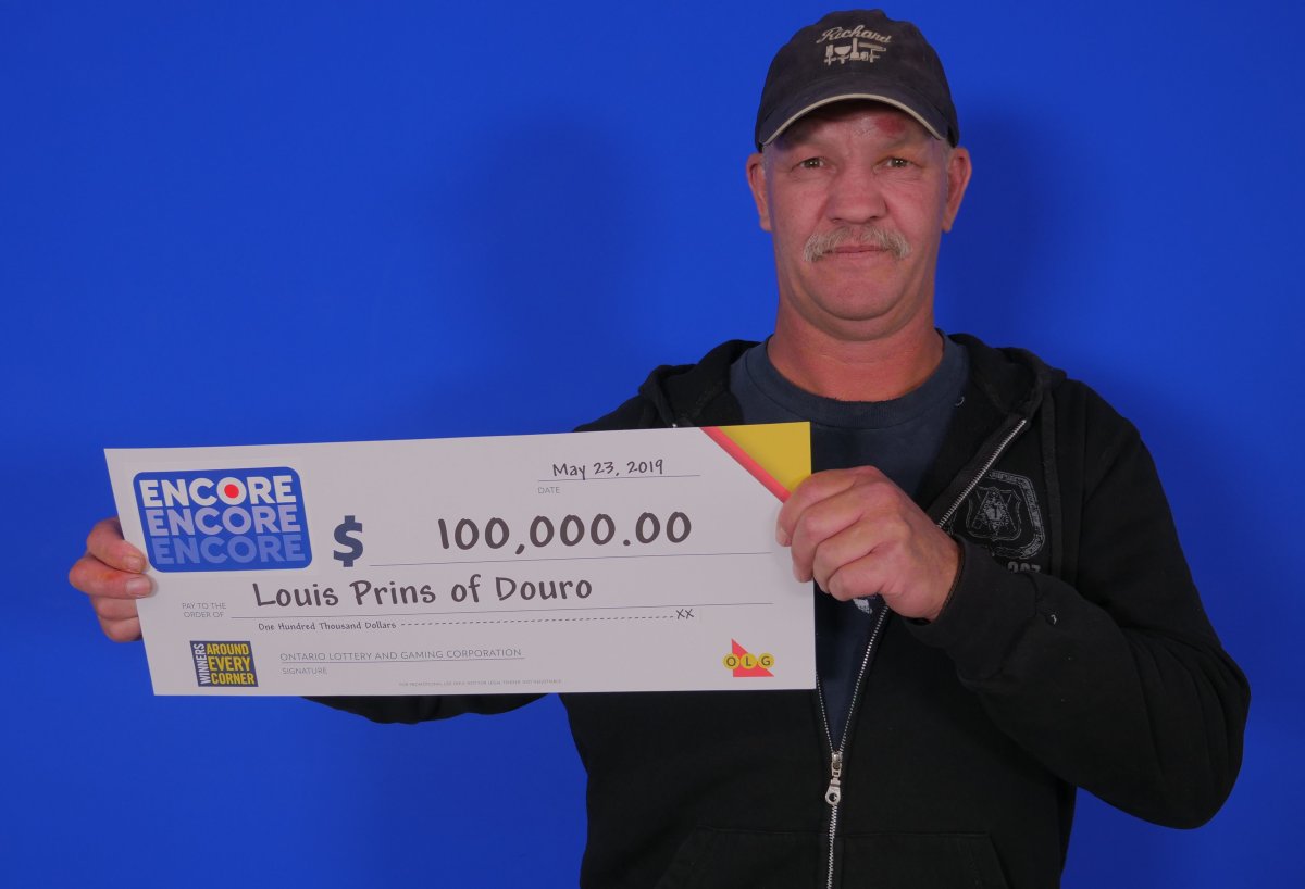 Louis Prins of Douro, Ont., won $100,000 in the May 17 Encore draw.
