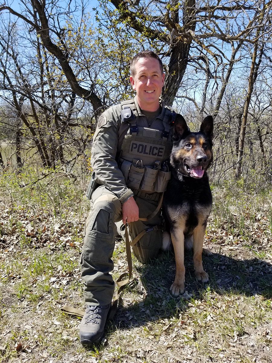 Police Services Dog Erlo and his handler, Cst. Matthew Estrada.