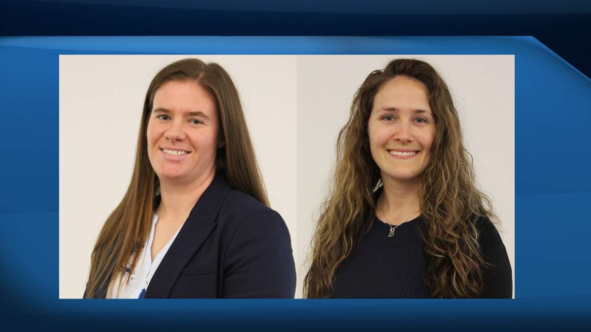 Football officials Emily Clarke and Georgina Paull shown in handout photos. Clarke and Paull are two officials who'll be working tonight's Calgary-Saskatchewan CFL exhibition game. 