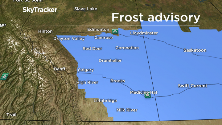 A frost advisory was in place for central and southern Alberta on Saturday.