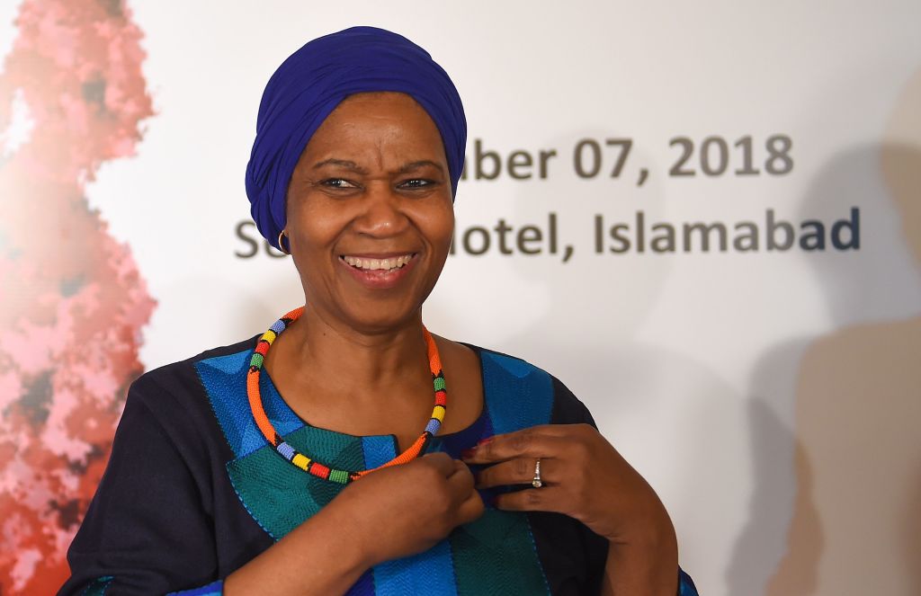 UN Women Executive Director Phumzile Mlambo-Ngcuka smiles as she attends a dialogue on the harassment faced by women with disabilities in Pakistan, during her visit to Islamabad on December 7, 2018. 