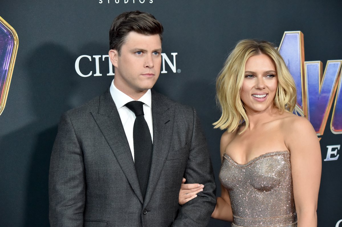 Colin Jost and Scarlett Johansson attends the World Premiere of Walt Disney Studios Motion Pictures 'Avengers: Endgame' at Los Angeles Convention Center on April 22, 2019 in Los Angeles, California. 