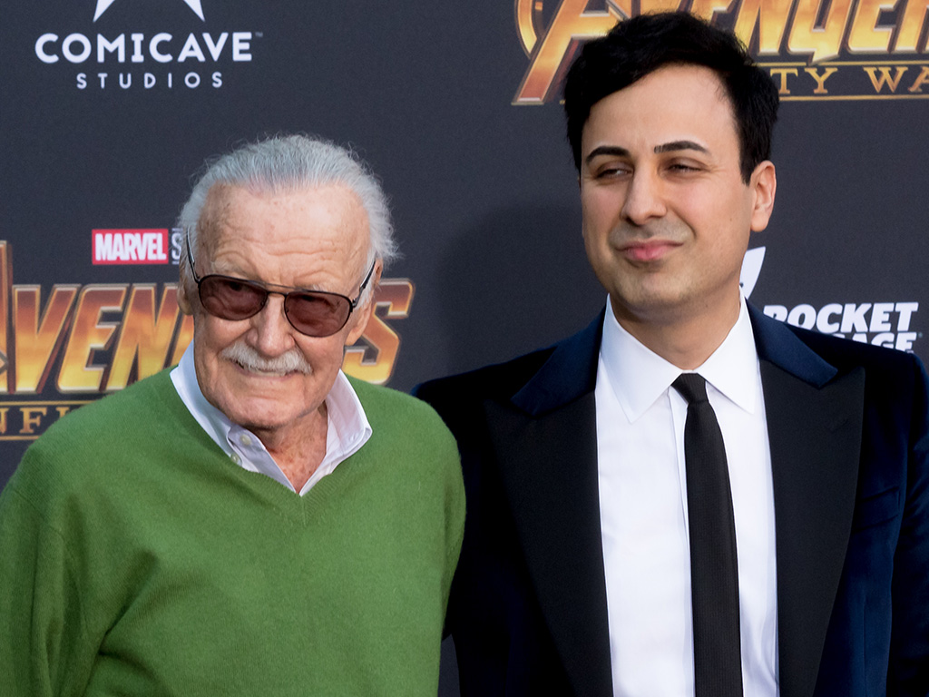 (L-R) Stan Lee and Keya Morgan attend the 'Avengers: Infinity War' world premiere on April 23, 2018 in Los Angeles, Calif.