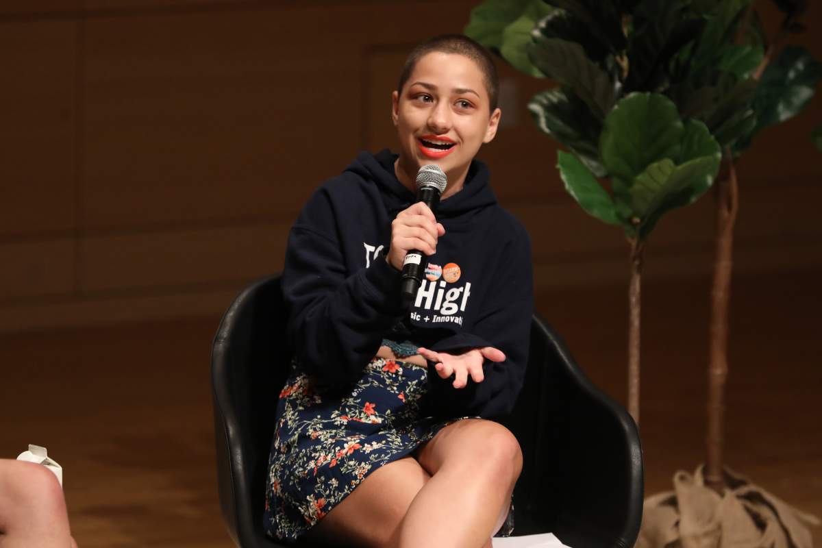 Emma Gonzalez speaks onstage during Teen Vogue Summit 2018: #TurnUp — Day 2 at The New School on June 2, 2018 in New York City.