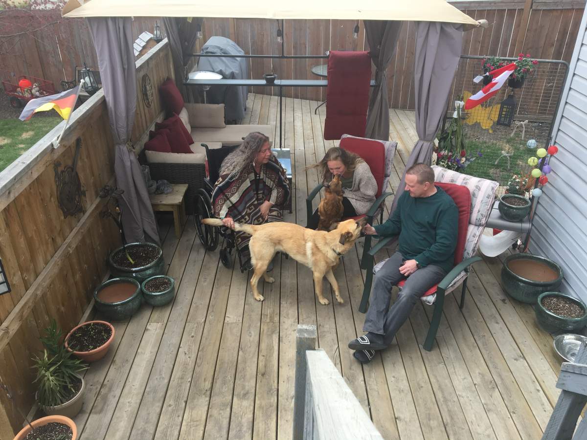 The Heisterkamp family in their Airdrie backyard.