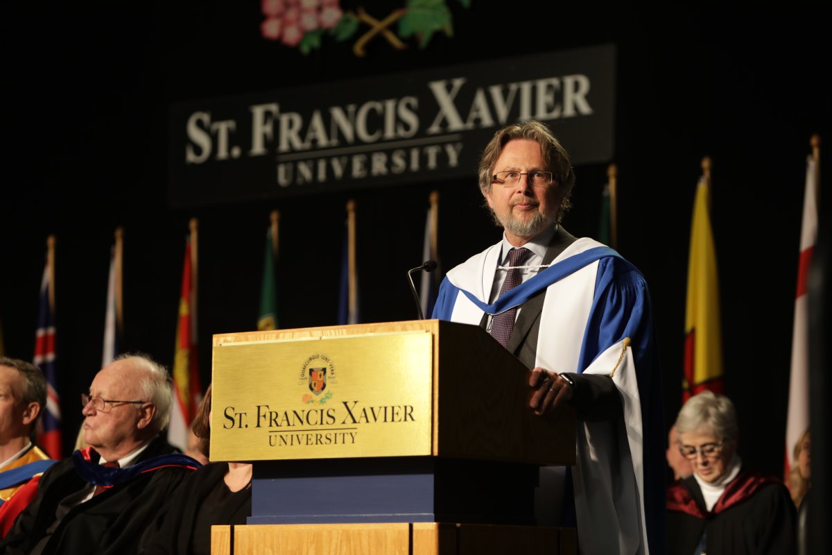 Dr. Stan Kutcher was presented with an honorary degree at the spring convocation ceremony on the university's campus in Antigonish, N.S.