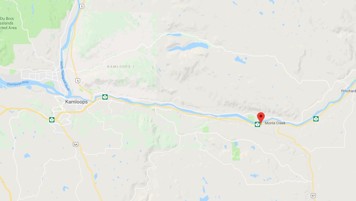 The fire is south of Hook Road approximately 25 kilometers from downtown Kamloops.