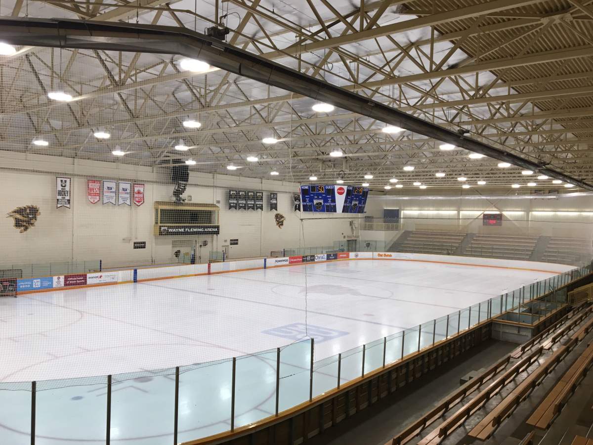 A view inside Wayne Fleming arena on May 9th, 2019 before construction.